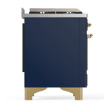 ILVE UM36FNR3MBG Majestic III 36 inch Dual Fuel Range with 6 Black Brass Burners and Griddle, Dual Function Burner up to 25,000 BTU (Triple Glass Door, Midnight Blue, Brass, Natural Gas)