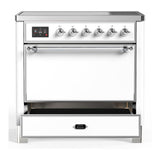 ILVE UMIB36QNR3WHC Majestic III 36 inch Induction Range with 6 Elements, 3.5 cu. ft. Total Oven Capacity (Solid Door, White, Chrome)