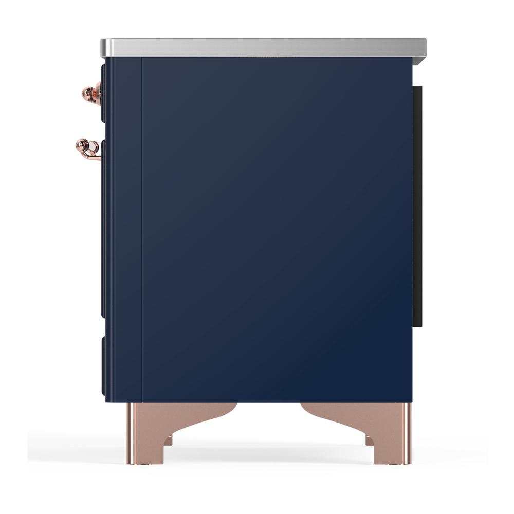 ILVE UMDIB40NR3MBP Majestic III 40 inch Induction Range with 6 Elements, 3.82 cu. ft. Total Oven Capacity (Triple Glass Door, Midnight Blue, Copper)