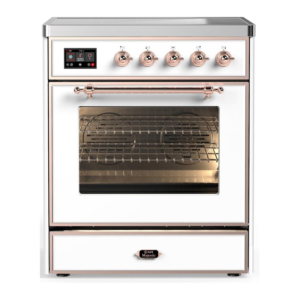 ILVE UMIB30NR3WHP Majestic III 30 inch Induction Range with 4 Elements, 4 cu. ft. Oven Capacity (Triple Glass Door, White, Copper)