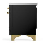 ILVE UMDIB40NR3BKG Majestic III 40 inch Induction Range with 6 Elements, 3.82 cu. ft. Total Oven Capacity (Triple Glass Door, Glossy Black, Brass)