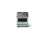 30"W. Open Burner Gas Range (Finish: Splash, Trim: Brushed Brass, Fuel: Natural Gas)