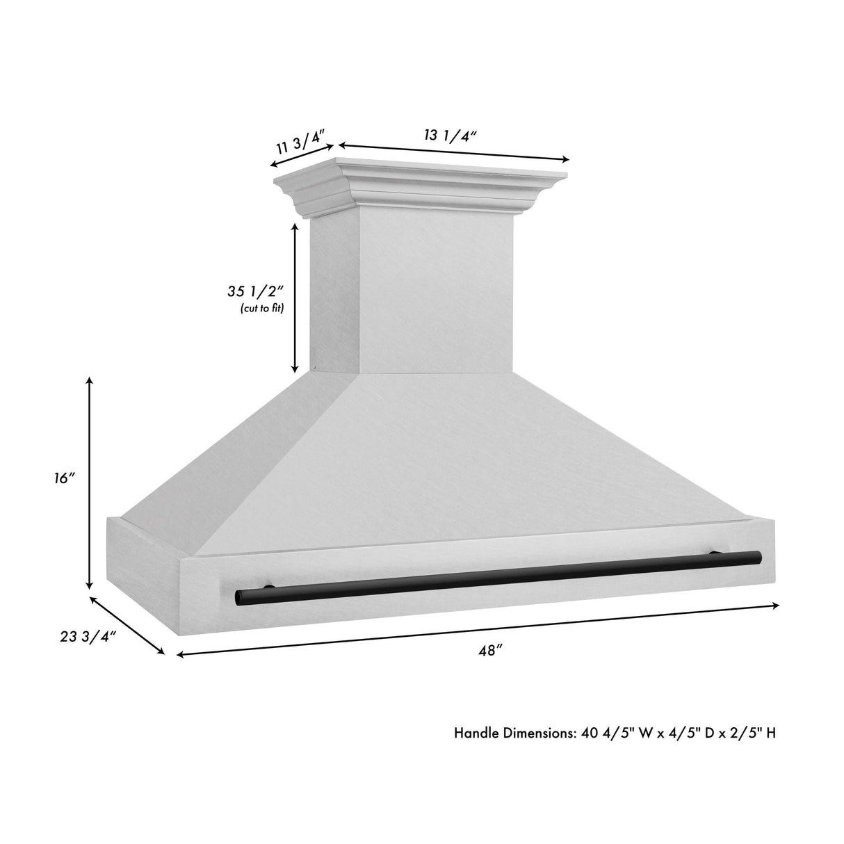 48 in. ZLINE Autograph Edition DuraSnow Stainless Steel Range Hood with DuraSnow Stainless Steel Shell (8654SNZ-48) [Color: Matte Black]