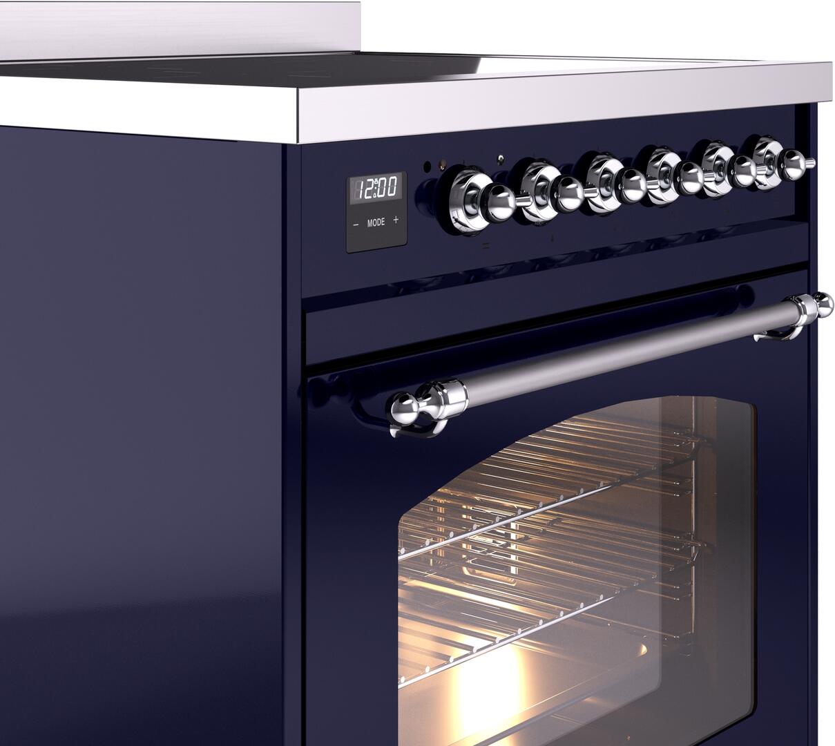 Nostalgie II 30 Inch Electric Freestanding Range in Blue with Chrome Trim