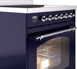 Nostalgie II 30 Inch Electric Freestanding Range in Blue with Chrome Trim