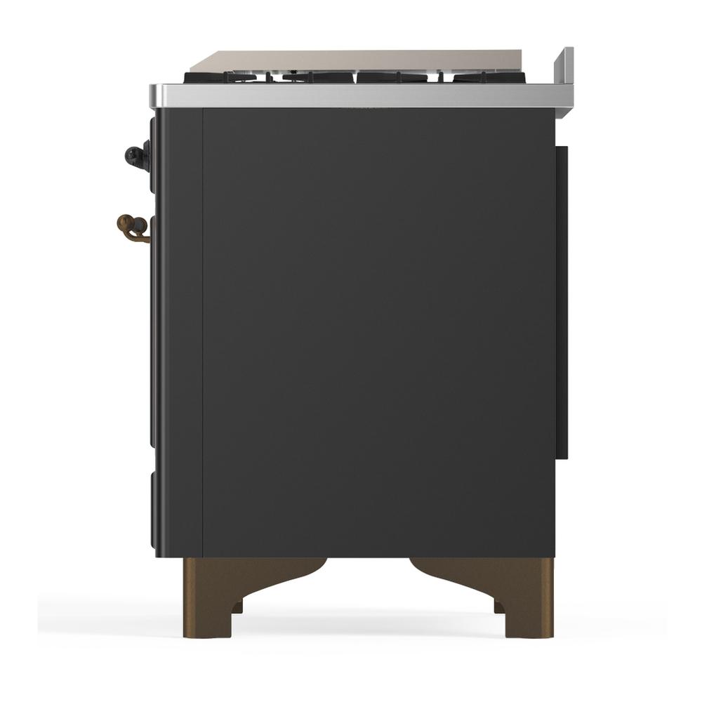 ILVE UM60FNR3MGBLP Majestic III 60 inch Dual Fuel Range with 9 Burners and Griddle, Dual Function Burner up to 25,000 BTU (Liquid Propane, Triple Glass Door, Graphite Matte, Burnished)