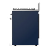 ILVE UM30NR3MBCLP Majestic III 30 inch Dual Fuel Range with 5 Black Brass Burners, Dual Function Burner up to 25,000 BTU (Liquid Propane, Triple Glass Door, Midnight Blue, Chrome)