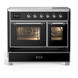 ILVE UMDIB40NR3BKC Majestic III 40 inch Induction Range with 6 Elements, 3.82 cu. ft. Total Oven Capacity (Triple Glass Door, Glossy Black, Chrome)