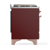 ILVE UM60FSQNR3BUP Majestic III 60 inch Dual Fuel Range with 7 Burners, Griddle and French Top, Dual Function Burner with up to 25,000 BTU (Natural Gas, Solid Door, Burgundy, Copper)