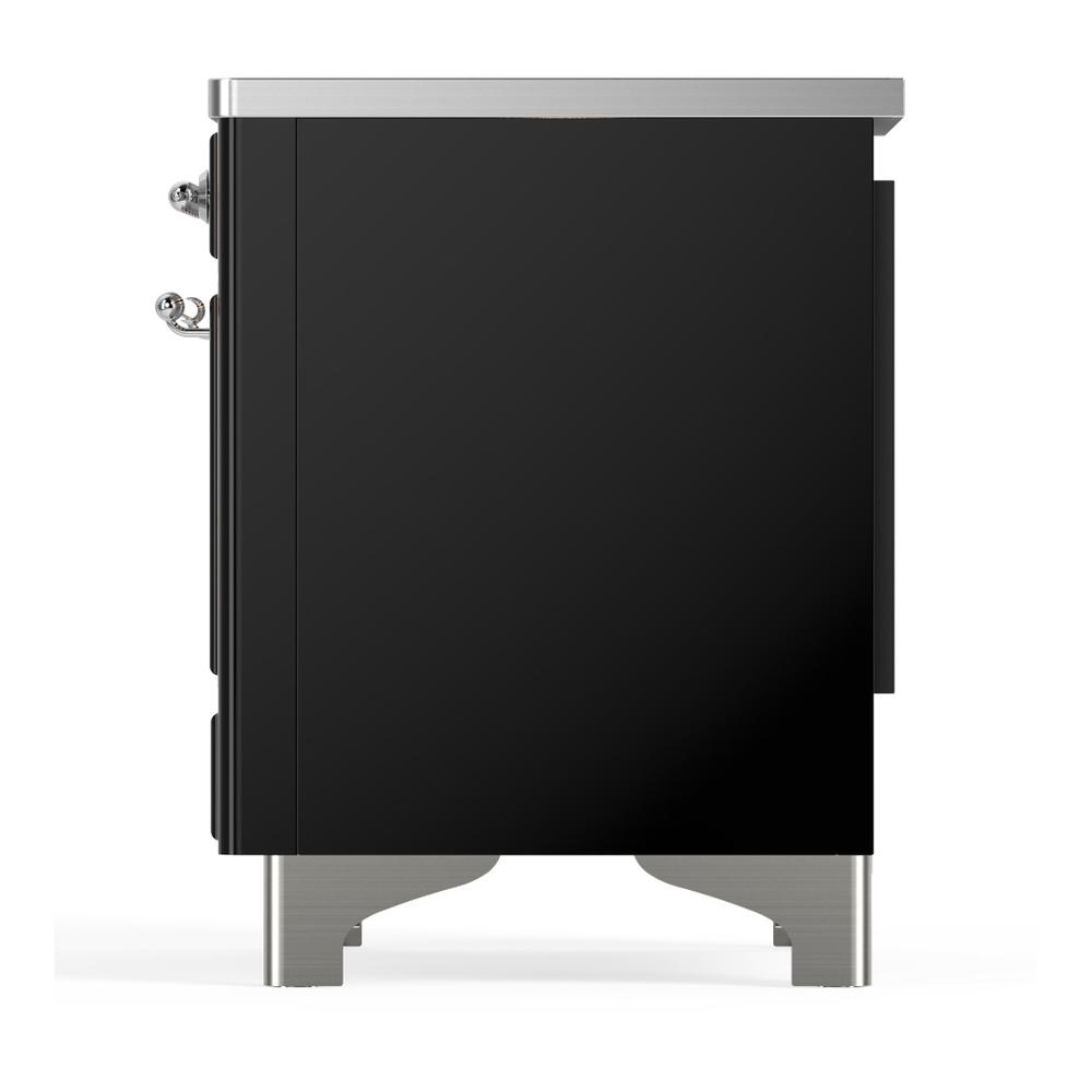 ILVE UMDIB40QNR3BKC Majestic III 40 inch Induction Range with 6 Elements, 3.82 cu. ft. Total Oven Capacity (Solid Door, Glossy Black, Chrome)