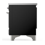 ILVE UMDIB40QNR3BKC Majestic III 40 inch Induction Range with 6 Elements, 3.82 cu. ft. Total Oven Capacity (Solid Door, Glossy Black, Chrome)