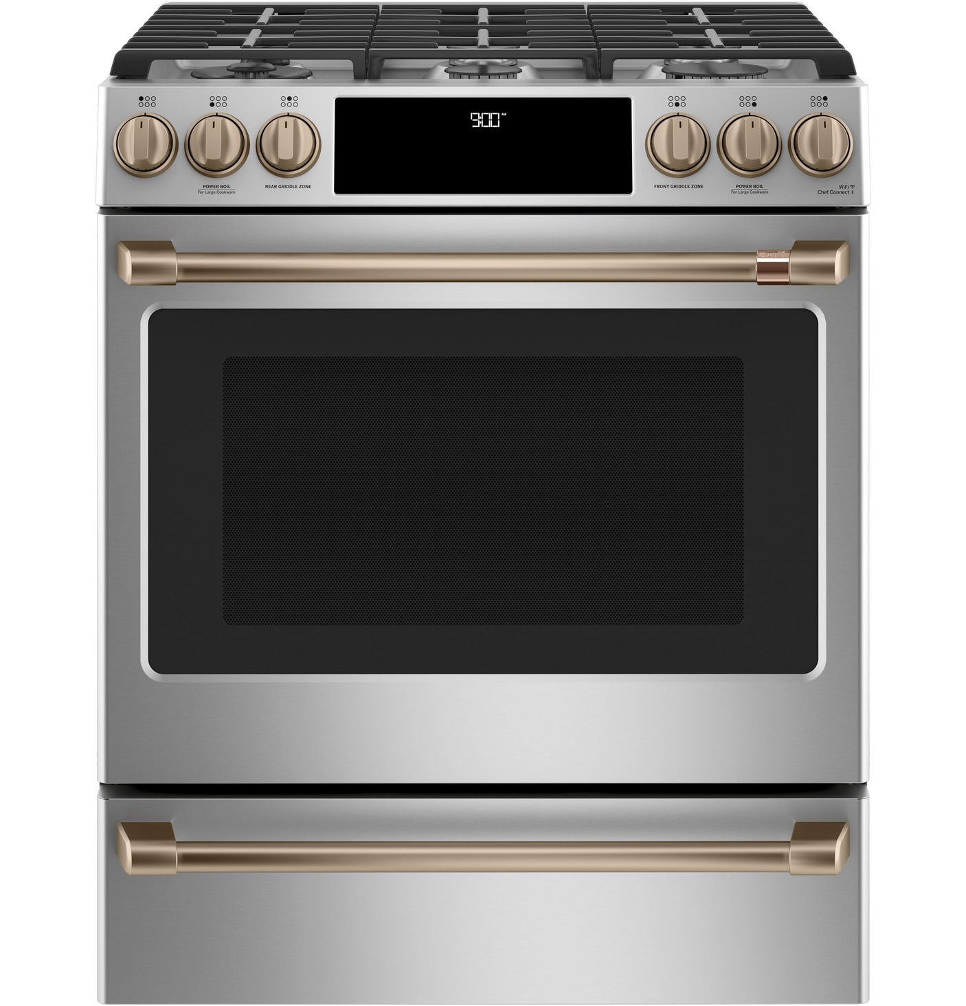 Café™ 30" Smart Slide-In, Front-Control, Dual-Fuel Range with Warming Drawer