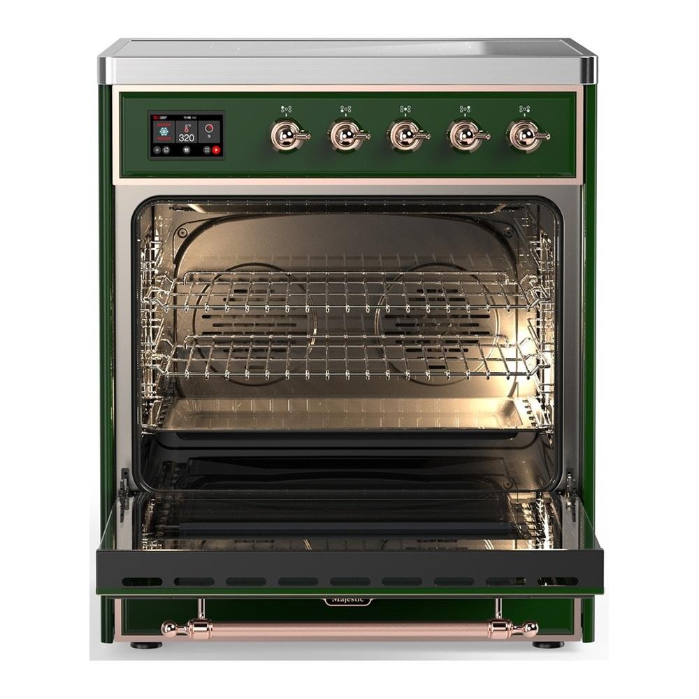ILVE UMIB30QNR3EGP Majestic III 30 inch Induction Range with 4 Elements, 4 cu. ft. Oven Capacity (Solid Door, Emerald Green, Copper)