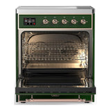 ILVE UMIB30QNR3EGP Majestic III 30 inch Induction Range with 4 Elements, 4 cu. ft. Oven Capacity (Solid Door, Emerald Green, Copper)