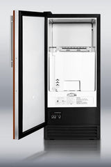 Built-in NSF-listed automatic defrost icemaker with integrated door frame to accept full overlay panels