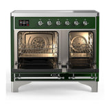 ILVE UMDIB40NR3EGC Majestic III 40 inch Induction Range with 6 Elements, 3.82 cu. ft. Total Oven Capacity (Triple Glass Door, Emerald Green, Chrome)