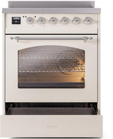 Nostalgie II 30 Inch Electric Freestanding Range in Antique White with Chrome Trim