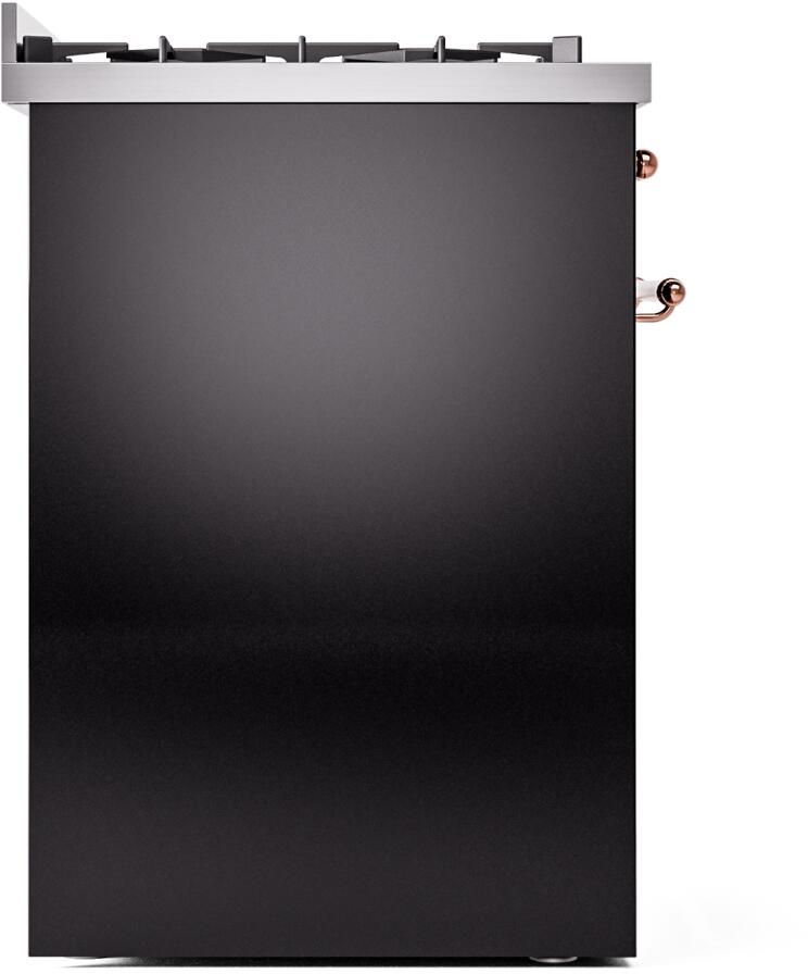 Nostalgie II 30 Inch Dual Fuel Natural Gas Freestanding Range in Glossy Black with Copper Trim