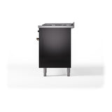 ILVE UN60FQNMPBKB Nostalgie II Noblesse 60 inch Dual Fuel Range (9 Sealed Burners + Griddle, Natural Gas, Solid Door, Glossy Black, Burnished)