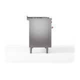 ILVE UN48FSQNMPSSPLP Nostalgie II Noblesse 48 inch Dual Fuel Range (5 Sealed Burners + Griddle + French Top, Liquid Propane, Solid Door, Stainless Steel, Copper)