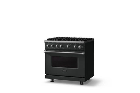 36"W. Sealed Burner Gas Range (Burner: 6b, Finish: Antique Bronze, Trim: Polished Chrome, Fuel: Natural Gas)