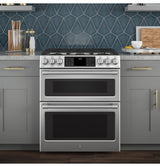 GE Cafe™ Series 30" Slide-In Front Control Gas Double Oven with Convection Range