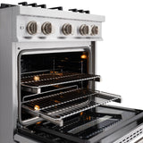 ZLINE 30 in. 4.2 cu. ft. Select Dual Fuel Range with 4 Burner Gas Cooktop and Electric Convection Oven in DuraSnow' Stainless Steel (HDRS-30)