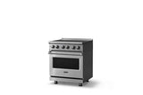 30"W. Induction Range (Finish: Stainless Steel, Trim: Polished Chrome)