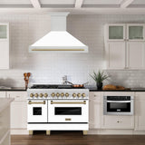 ZLINE 48 in. Autograph Edition Stainless Steel Range Hood with White Matte Shell and Handle (8654STZ-WM48) [Color: Champagne Bronze]