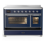 ILVE UMIB48NR3MBC Majestic III 48 inch Induction Range with 6 Elements, 5.02 cu. ft. Total Oven Capacity (Triple Glass Door, Midnight Blue, Chrome)