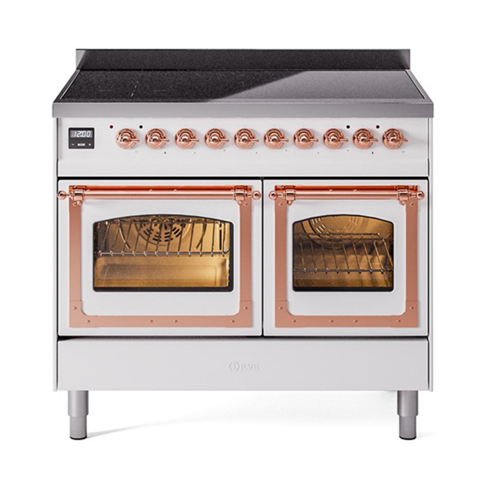 ILVE UNDI406NMPWHP Nostalgie II Noblesse 40 inch Induction Range (Triple Glass Door, White, Copper)