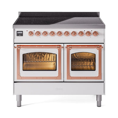 ILVE UNDI406NMPWHP Nostalgie II Noblesse 40 inch Induction Range (Triple Glass Door, White, Copper)