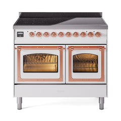 ILVE UNDI406NMPWHP Nostalgie II Noblesse 40 inch Induction Range (Triple Glass Door, White, Copper)