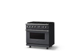 36"W. Sealed Burner Gas Range (Burner: 6b, Finish: Cast Black, Trim: Polished Chrome, Fuel: Natural Gas)