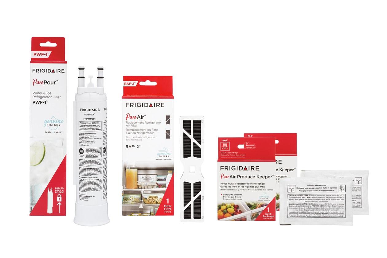 FPPWFU01, FRGPAAF2, and (2) FRPAPKRF Water and Air Filter Combo Kit with Produce Keeper