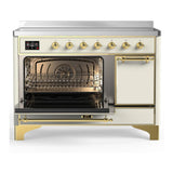 ILVE UMIB48QNR3AWG Majestic III 48 inch Induction Range with 6 Elements, 5.02 cu. ft. Total Oven Capacity (Solid Door, Antique White, Brass)