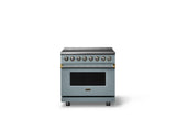 36"W. Induction Range (Finish: November Sky, Trim: Brushed Brass)