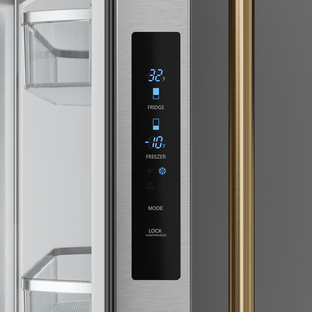 30 Inch 17.5 Cu Ft French Door Counter Depth Refrigerator With Ice Maker In Stainless Steel/bronze  Gordon Ramsay Series