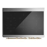 ILVE UMDIB40NR3BGG Majestic III 40 inch Induction Range with 6 Elements, 3.82 cu. ft. Total Oven Capacity (Triple Glass Door, Blue Grey, Brass)