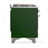 ILVE UM48FNR3EGC Majestic III 48 inch Dual Fuel Range with 8 Burners and Griddle, Dual Function Burner up to 25,000 BTU (Natural Gas, Triple Glass Door, Emerald Green, Chrome)