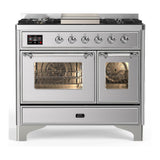 ILVE UMD40FNR3SSCLP Majestic III 40 inch Dual Fuel Range with 6 Burners and Griddle, Dual Function Burner up to 25,000 BTU (Liquid Propane, Triple Glass Door, Stainless Steel, Chrome)