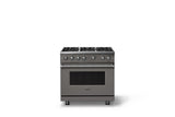36"W. Sealed Burner Gas Range (Burner: 6b, Finish: Damascus Gray, Trim: Polished Chrome, Fuel: Natural Gas)