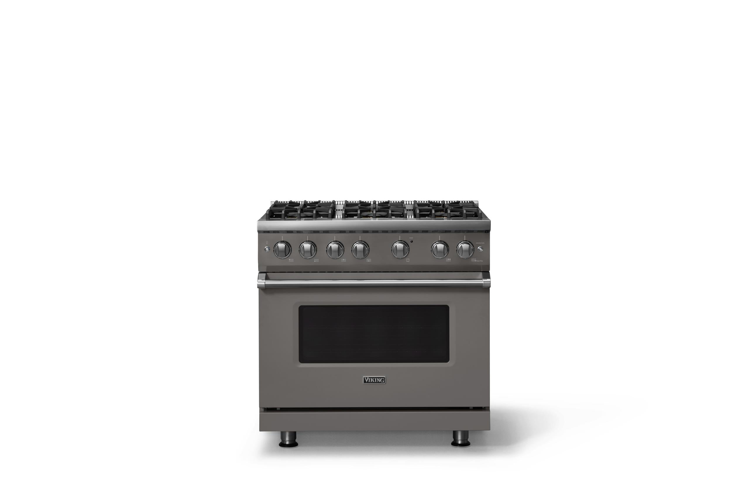 36"W. Sealed Burner Gas Range (Burner: 6b, Finish: Damascus Gray, Trim: Polished Chrome, Fuel: Propane)