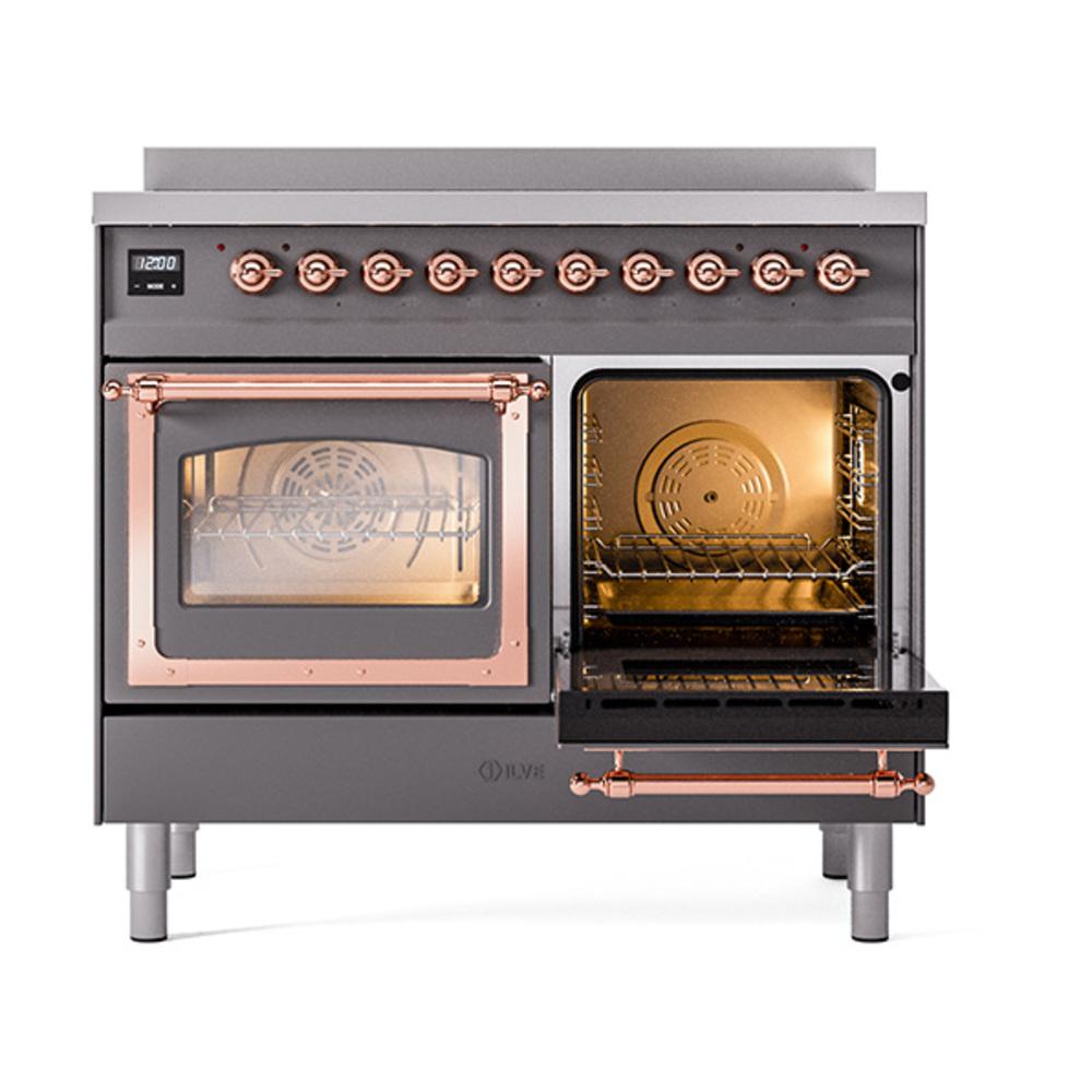 ILVE UNDI406NMPMGP Nostalgie II Noblesse 40 inch Induction Range (Triple Glass Door, Graphite Matte, Copper)