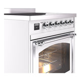 ILVE UNI304NMPWHC Nostalgie II Noblesse 30 inch Induction Range (Triple Glass Door, White, Chrome)