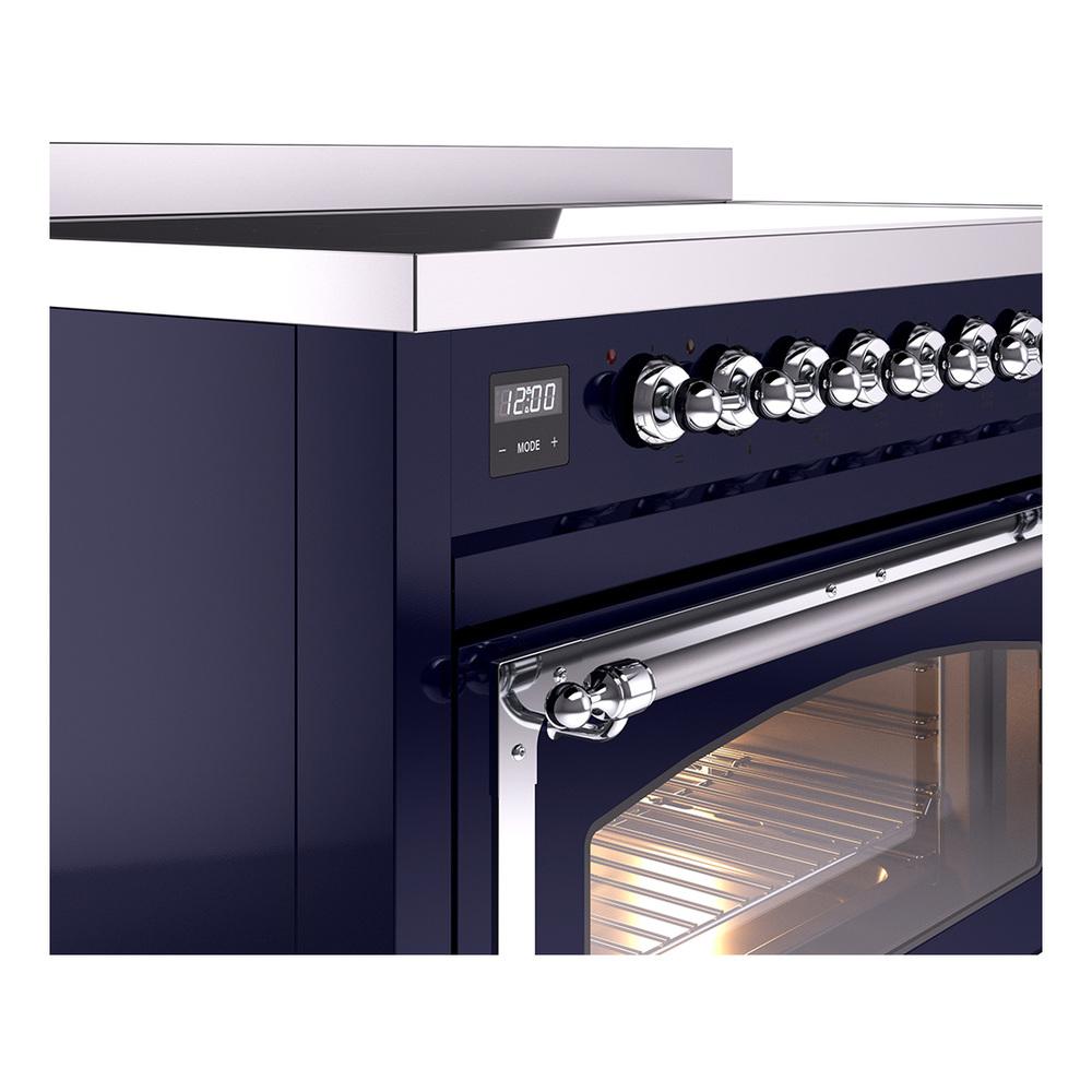 ILVE UNI486NMPMBC Nostalgie II Noblesse 48 inch Induction Range (Triple Glass Door, Midnight Blue, Chrome)