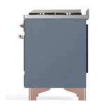ILVE UM48FNR3BGP Majestic III 48 inch Dual Fuel Range with 8 Burners and Griddle, Dual Function Burner up to 25,000 BTU (Natural Gas, Triple Glass Door, Blue Grey, Copper)