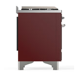 ILVE UM60FSNR3BUCLP Majestic III 60 inch Dual Fuel Range with 7 Burners, Griddle and French Top, Dual Function Burner with up to 25,000 BTU (Liquid Propane, Triple Glass Door, Burgundy, Chrome)