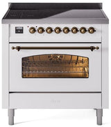 Nostalgie II 36 Inch Electric Freestanding Range in White with Bronze Trim