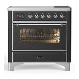 ILVE UMIB36NR3MGC Majestic III 36 inch Induction Range with 6 Elements, 3.5 cu. ft. Total Oven Capacity (Triple Glass Door, Graphite Matte, Chrome)